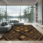 Sophisticated Gold Chain Geometric Lattice Rug