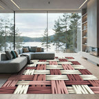 Woven Terracotta Beige Geometric Texture Rug