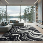 Monochromatic Abstract Swirl Branches Rug