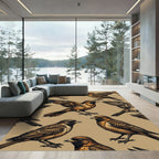 Earthy Brown Sparrow Bird Illustration Rug