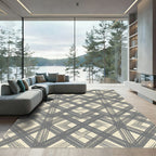 Cream Gray Intersecting Diamond Lines Rug