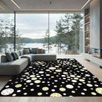 Black Cream Gold Polka Dot Sprinkles Rug