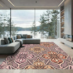 Elegant Blush and Copper Floral Damask Rug