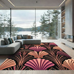 Art Deco Peach and Plum Shells Rug