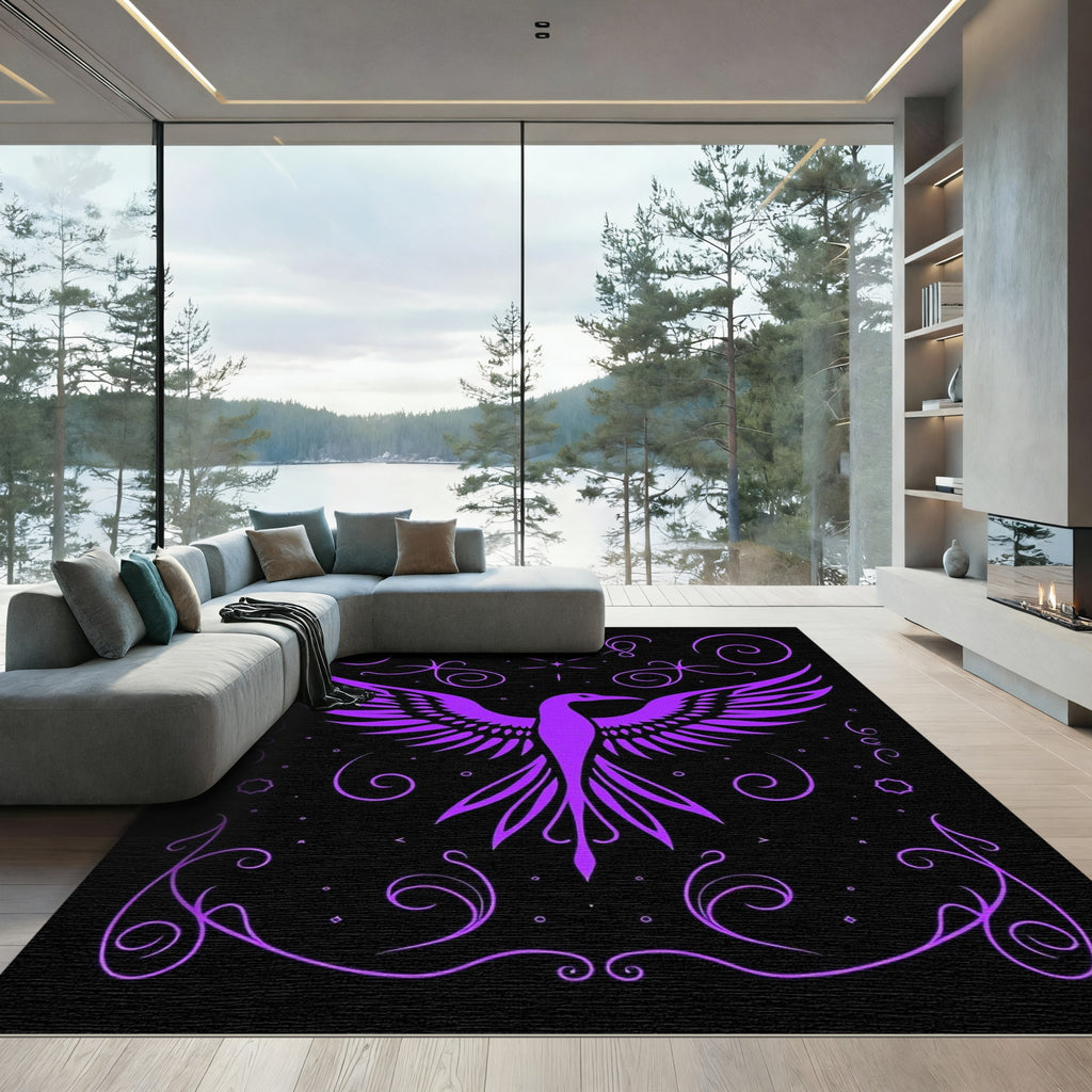 Purple Phoenix Swirls Cosmic Art Rug