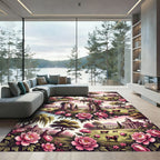 Pink Peony Floral Arch Landscape Rug