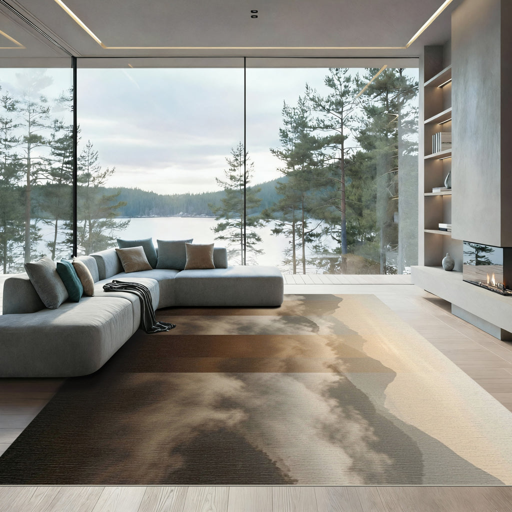Misty Mountain Landscape Horizon Rug