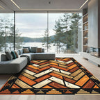 Herringbone Amber Ochre Geometric Tile Rug