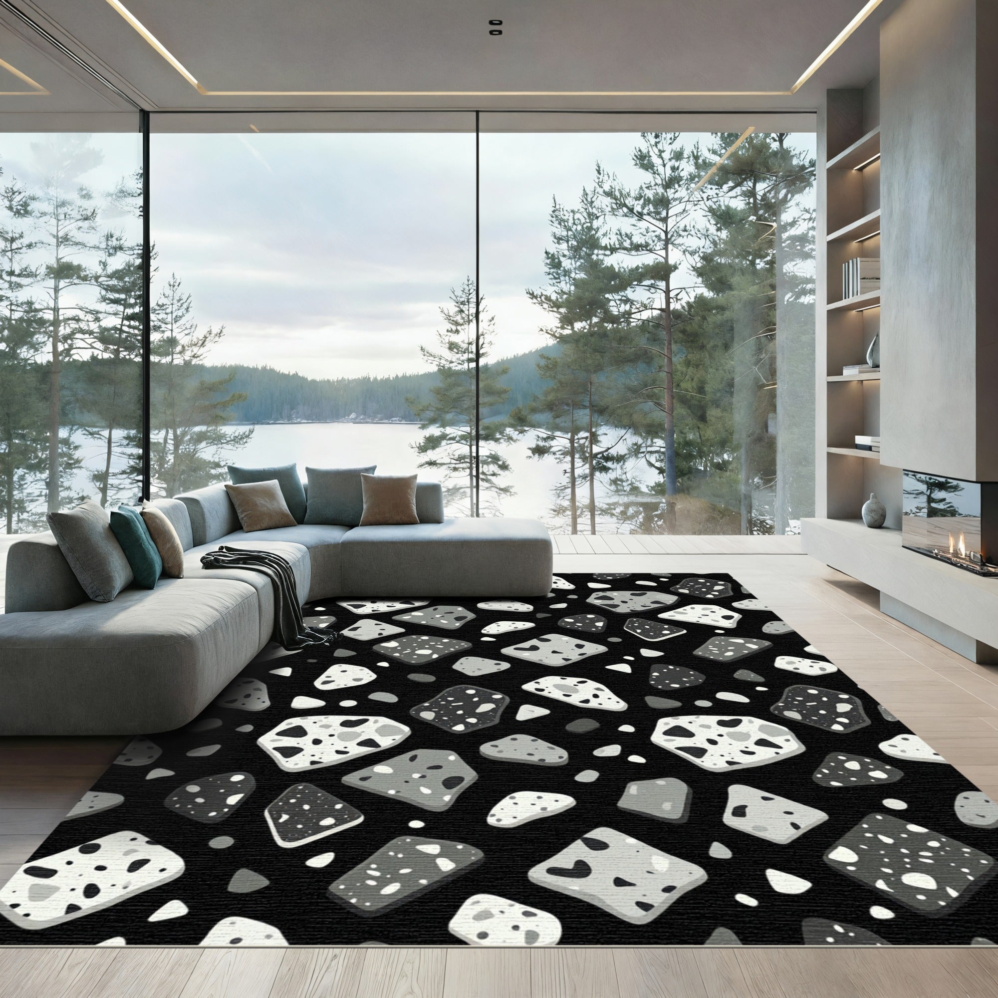 Monochromatic Pebble Scatter Rug