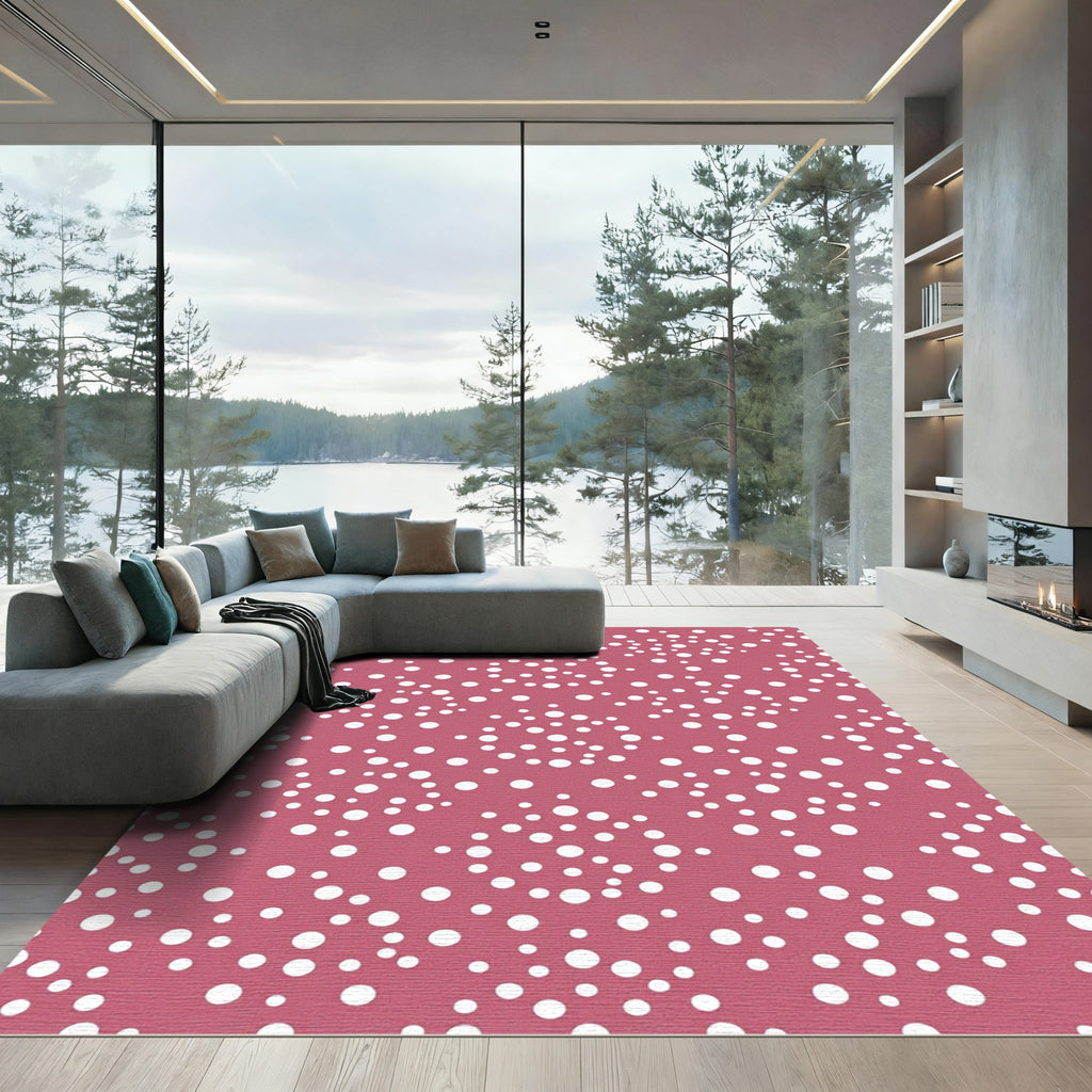 Rosy Pink Scattered Polka Dot Rug
