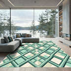 Sage Geometric Interlocking Grid Lattice Rug