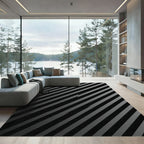 Modern Monochrome Diagonal Striped Graphic Rug