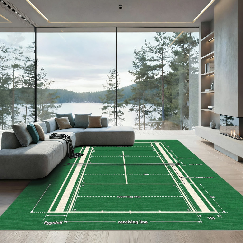 Emerald Green Tennis Court Graphic Rug