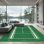 Emerald Green Tennis Court Graphic Rug