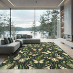 Whimsical Sage Green Butterfly Meadow Rug