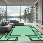 Mint Green Geometric Layered Frame Rug