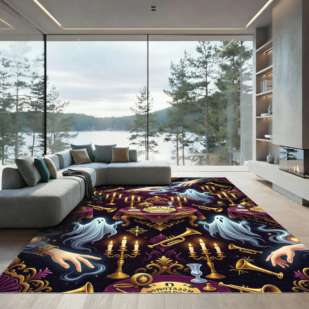 Gothic Haunted Sance Spirit Purple Gold Rug