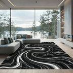 Monochromatic Fluid Swirl Lightning Rug