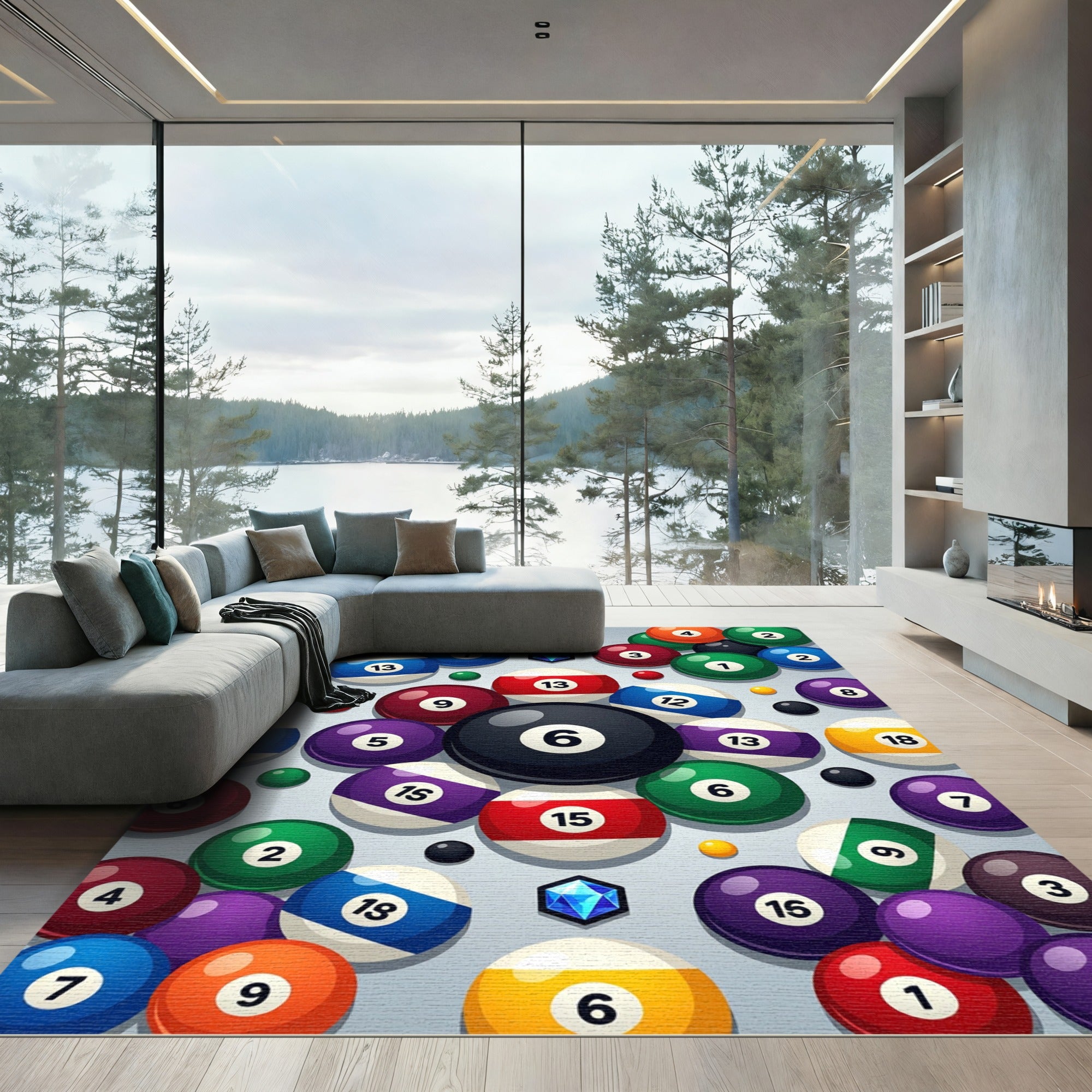 Vibrant Billiard Ball Scattered Spheres Rug