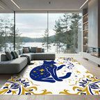 Midnight Blue Celestial Cat Stars Rug