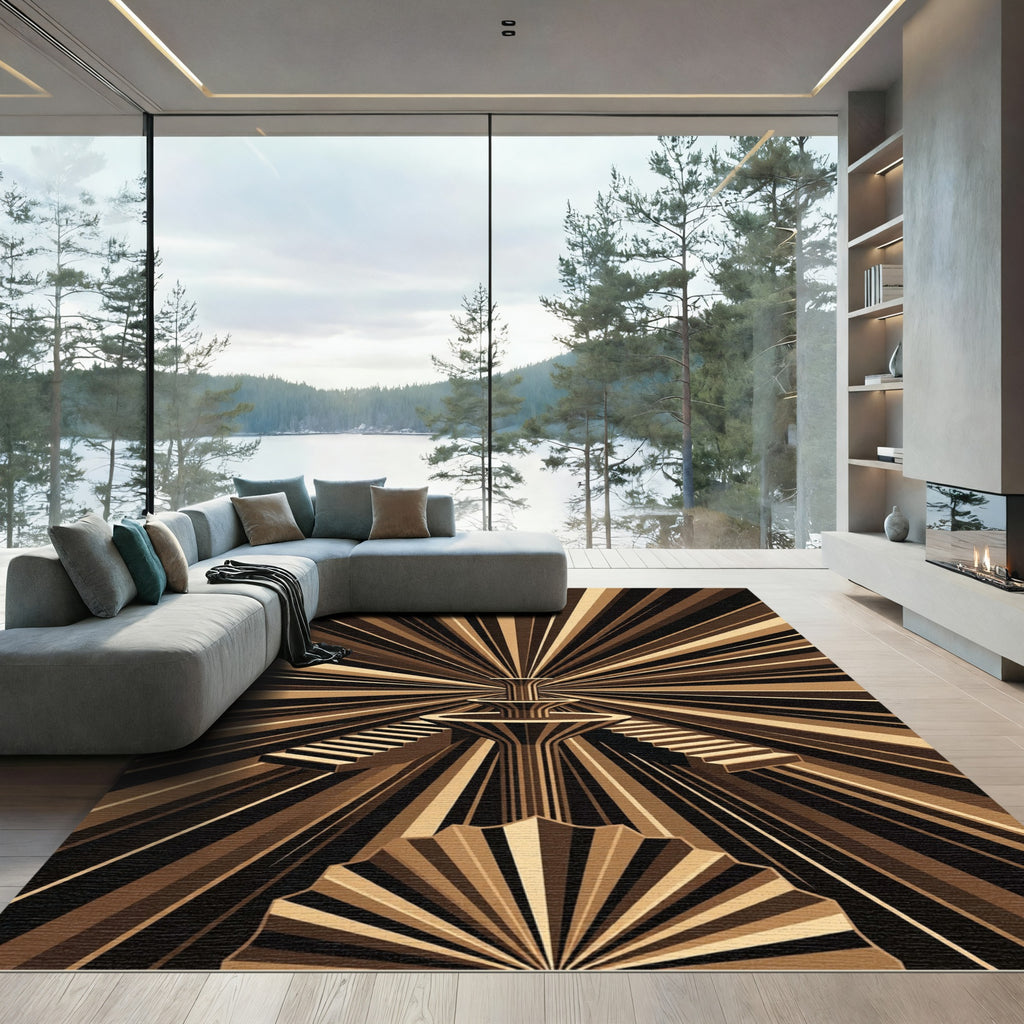 Art Deco Golden Radiant Stairway Rug