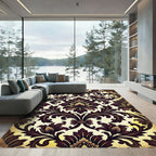 Rich Vintage Floral Damask Aubergine Rug