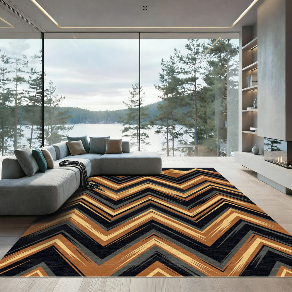 Earthy Mountain Range Chevron Rug