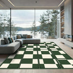 Deep Green Cream Checkerboard Composition Rug