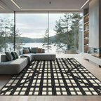 Modern Neutral Cream Grid Lattice Rug