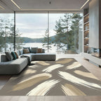 Modern Taupe Abstract Brush Stroke Rug