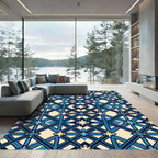 Navy Blue Geometric Star Entwined Lattice Rug