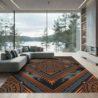 Bold Orange Tribal Sun Mandala Rug