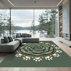 Sage Succulent Mandala with Paw Prints Rug