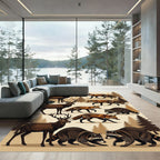 Rustic Forest Wildlife Animal Scene Rug