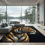 Majestic Golden Tiger Profile Art Rug