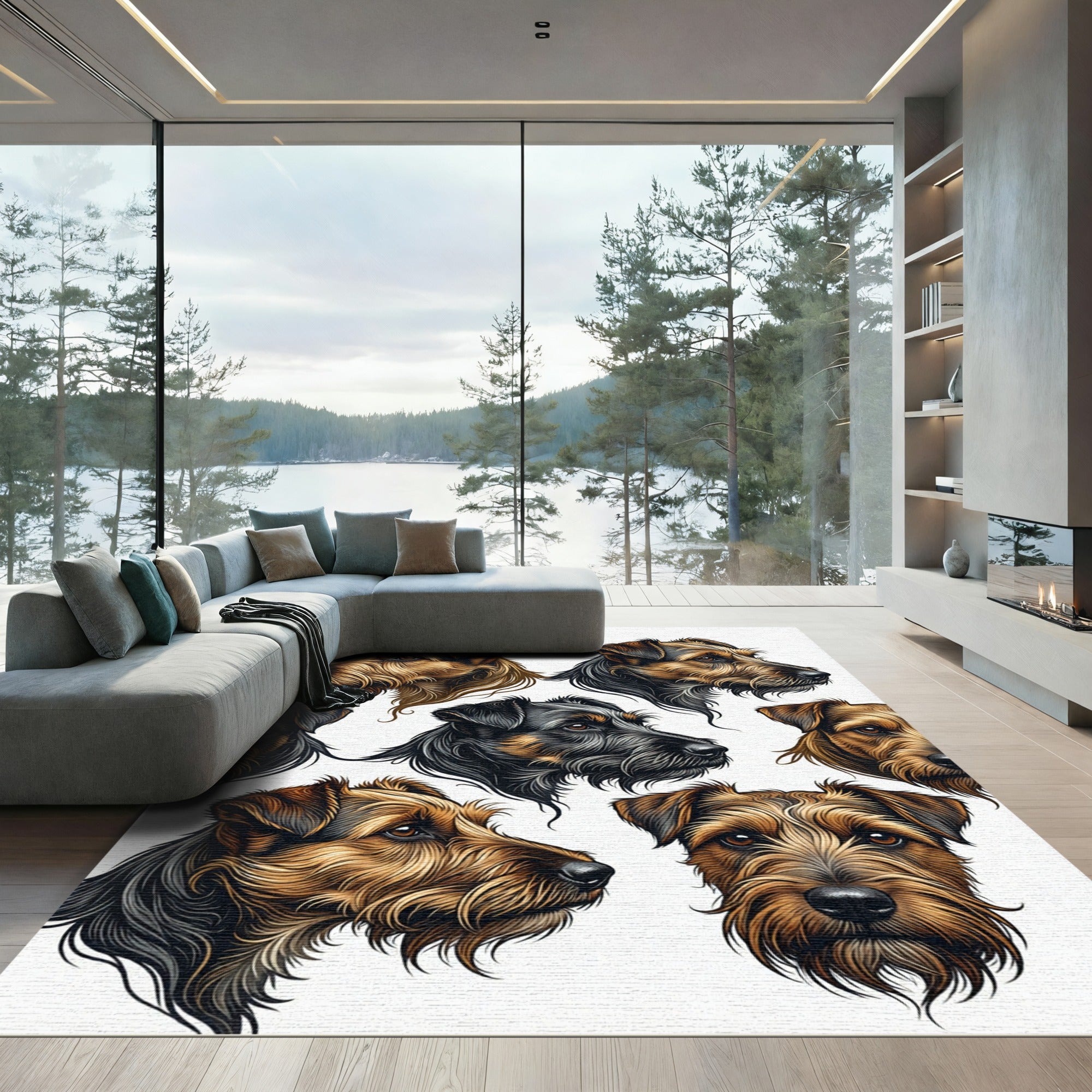 Realistic Terrier Dog Portrait Collage Rug
