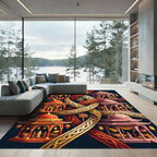 Red Gold Pagoda Lattice Tapestry Rug
