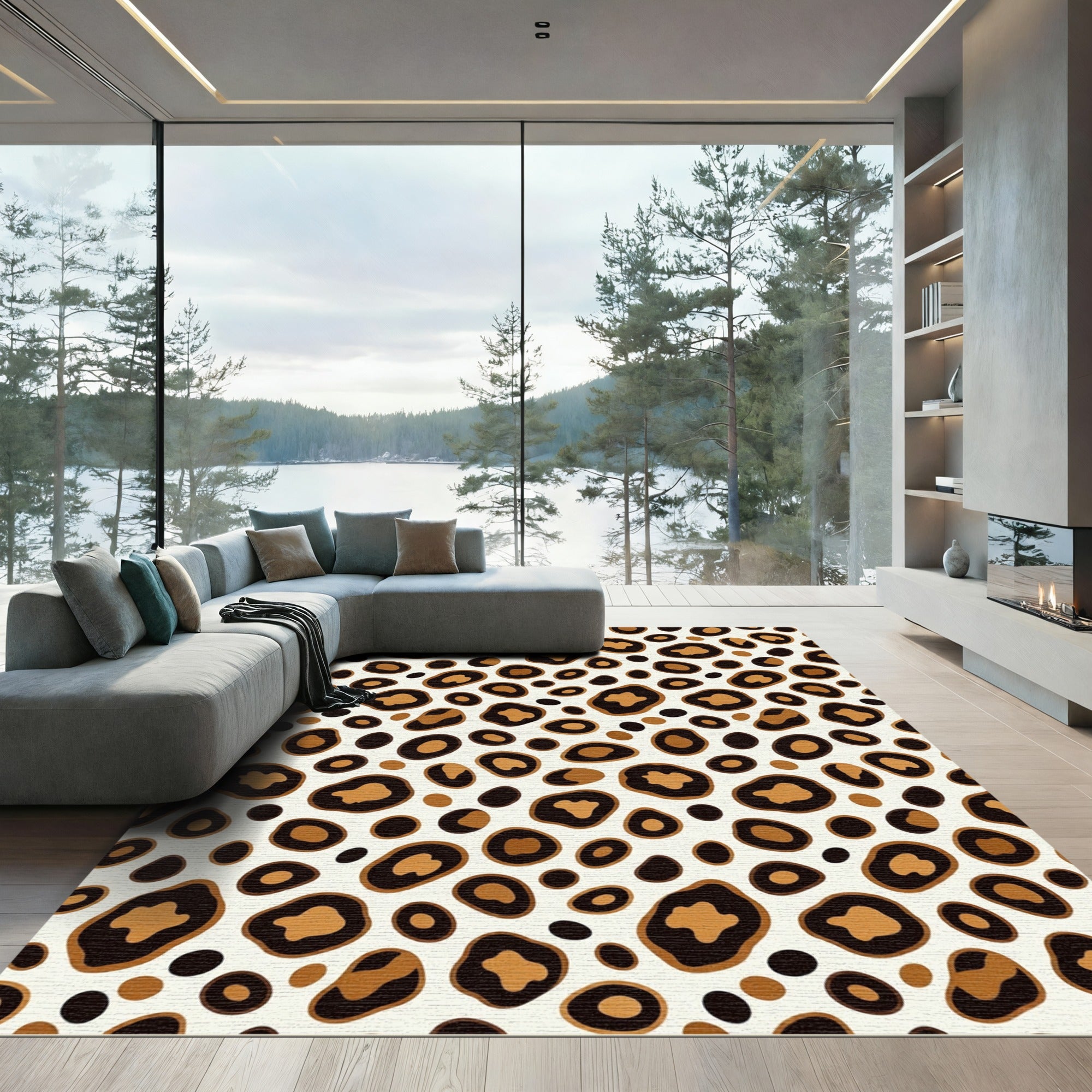 Classic Cream and Black Leopard Spot Rug