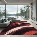 Crimson Brushstroke Swirl Rug