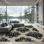 Monochrome Black Cactus Cluster Rug