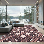 Brown Woven Lattice Square Design Rug