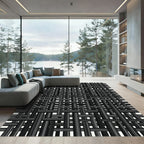 Modern Charcoal Interlaced Grid Texture Rug