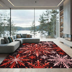 Radiant Red Crystal Snowflake Cluster Rug