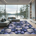 Art Nouveau Blue Cornflower Floral Rug