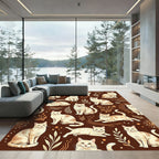 Cream Cats with Earthy Sunbursts Rug
