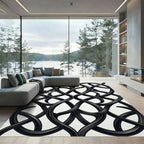 Elegant Black Intertwined Charcoal Scroll Rug
