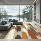 Rustic Earthy Brushes Vertical Strokes Rug