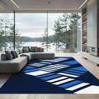 Blue White Geometric Illusion Rug