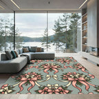 Romantic Sage And Pink Ribbon Bouquet Rug
