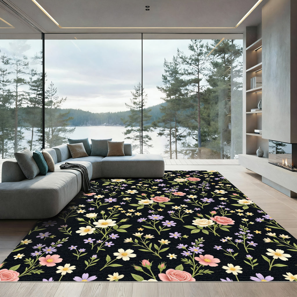 Vintage Rose Garden Floral Medley Rug
